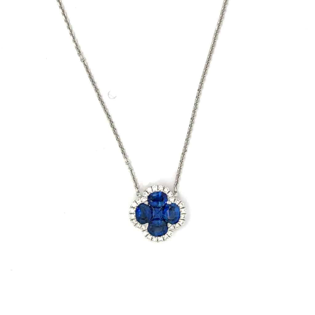 Diamond & Sapphire Clover Necklace