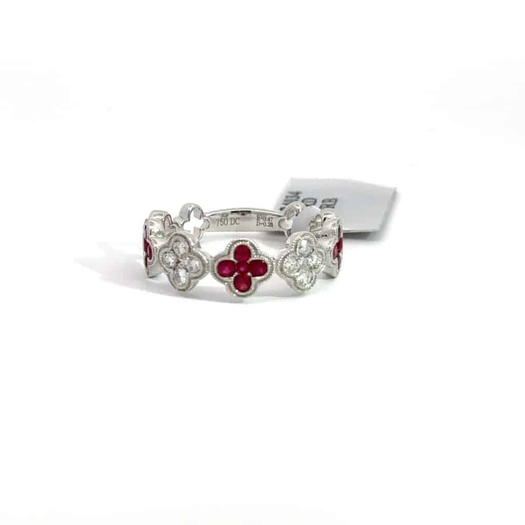 Diamond & Ruby Clover Ring