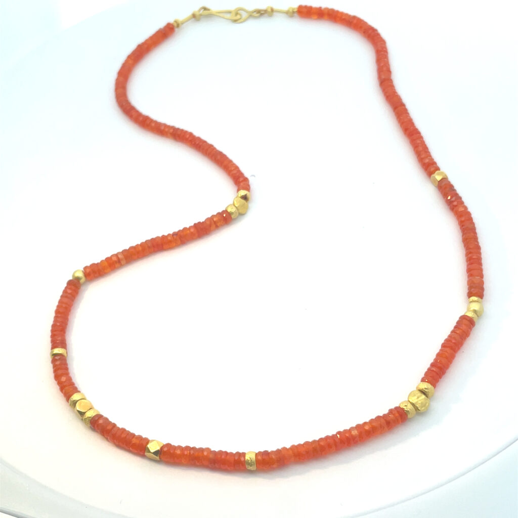 Carnelian Necklace w/ Baroque Pearl Charm