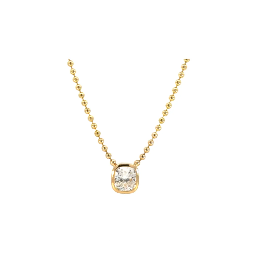 Bezel Set Cushion Lab Diamond Necklace